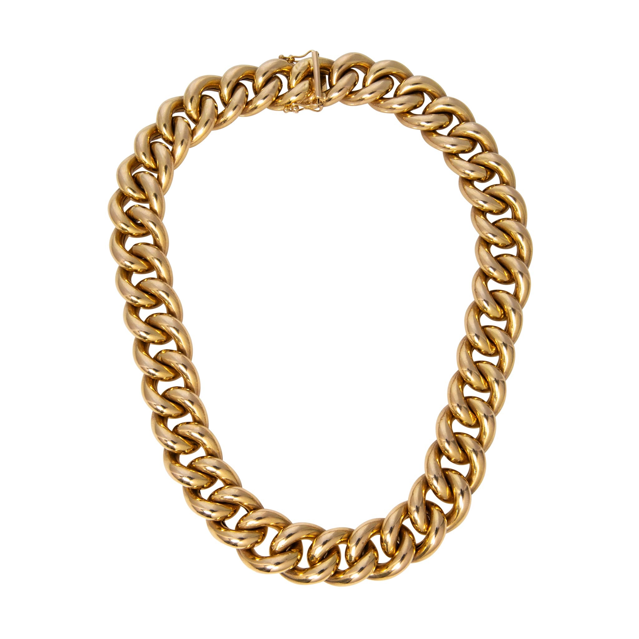 Vintage 14K Yellow Gold Chunky Curb Link Necklace 17"
