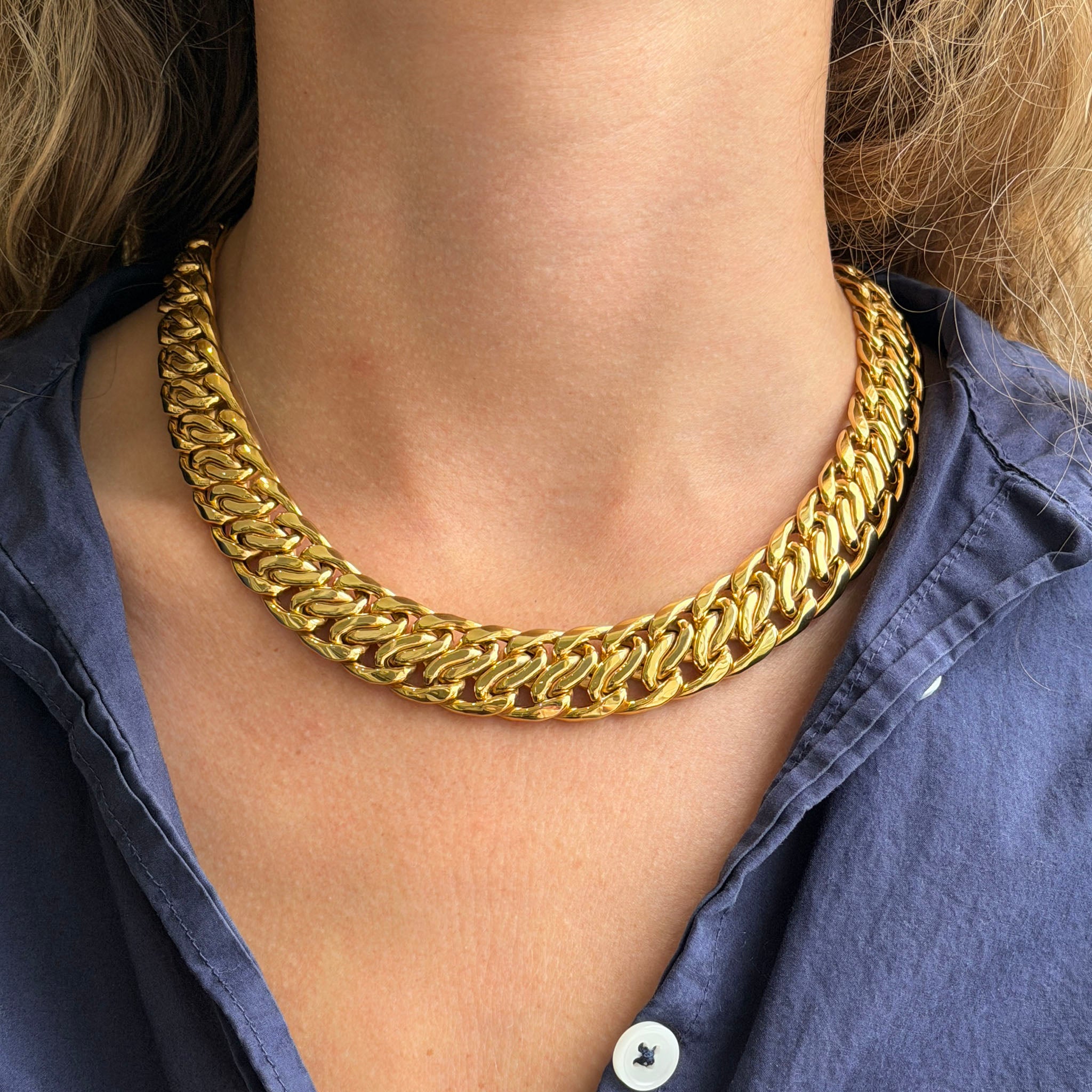 Vintage Italian 14K Yellow Gold Woven Link Necklace 18"