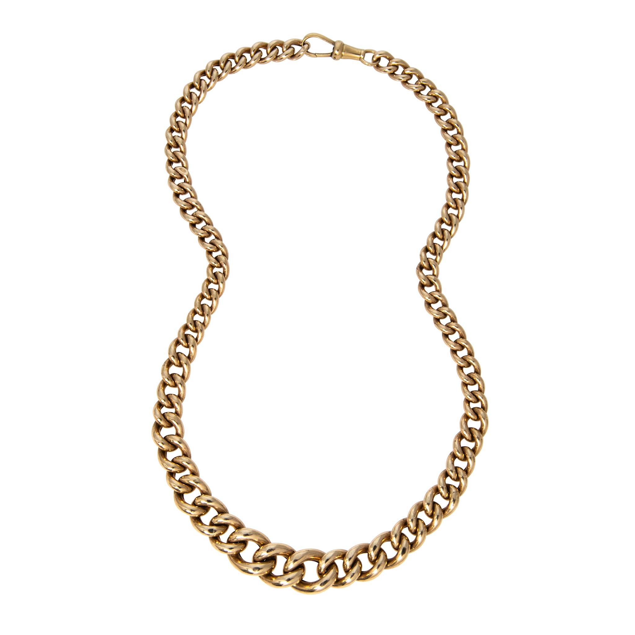 Vintage 14K Gold Graduated Link & 18K Gold Swivel Clasp Necklace 17"