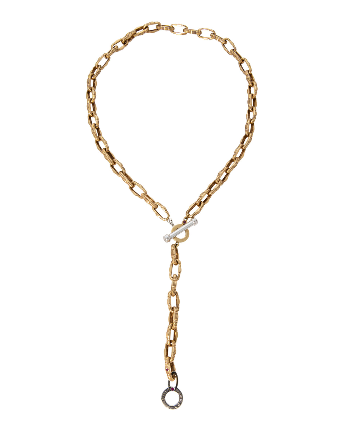 Estate Roberto Coin 18K Gold Toggle Lariat Chain Necklace