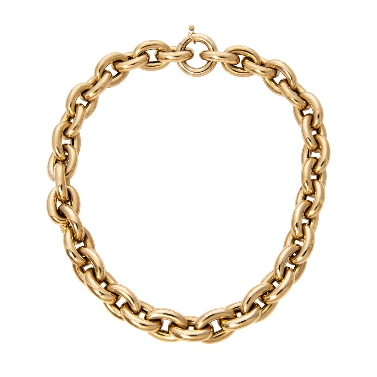 Vintage Italian 18K Yellow Gold Large Link Necklace 17"