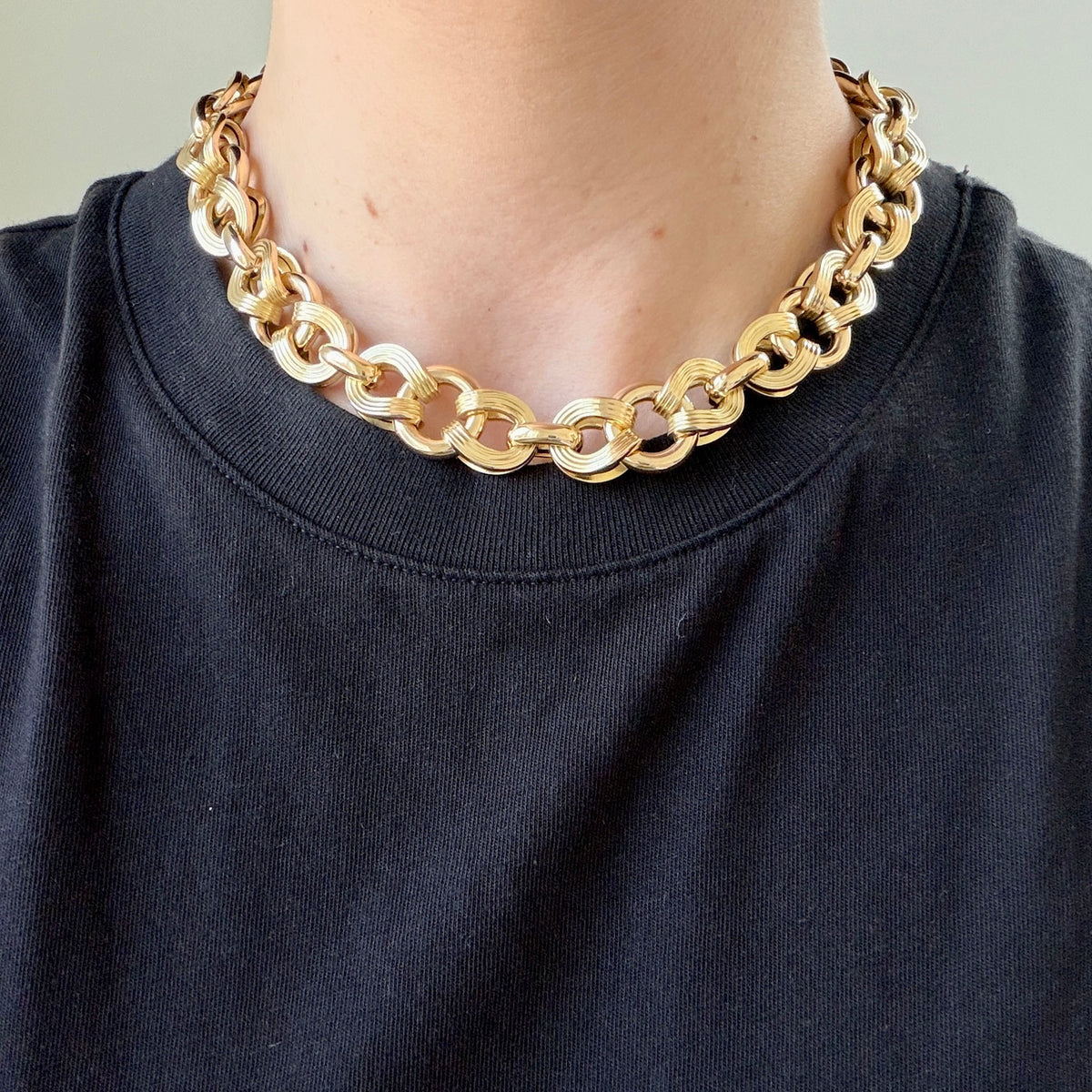 Vintage Italian 14K Yellow Gold Link Necklace 17.5"