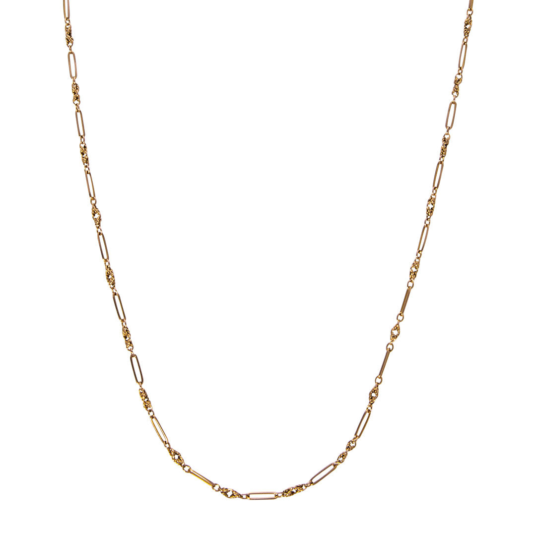 Estate 10K Gold Oblong Mixed Link Chain Necklace