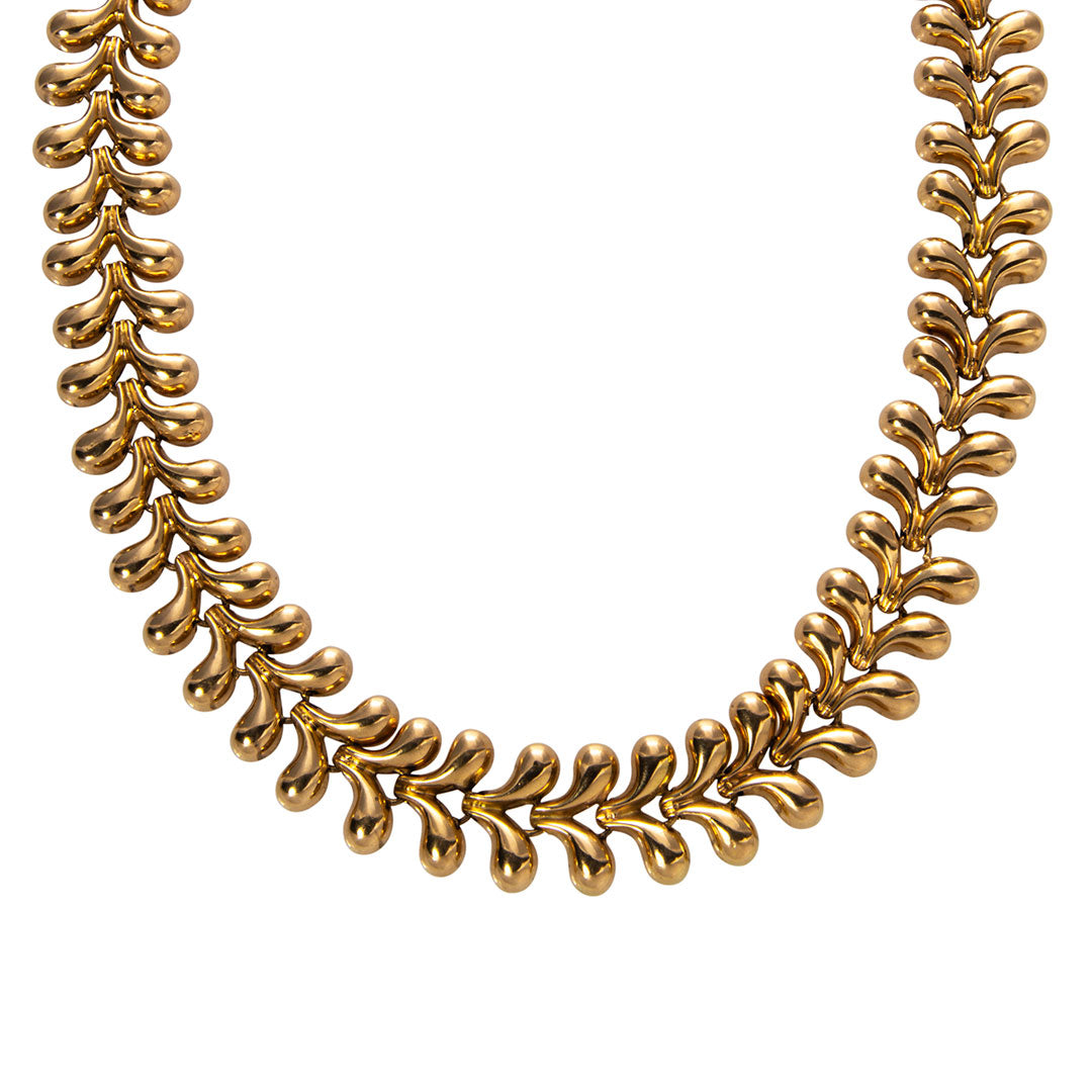 Estate 18K Yellow Gold Scalloped Collar Necklace