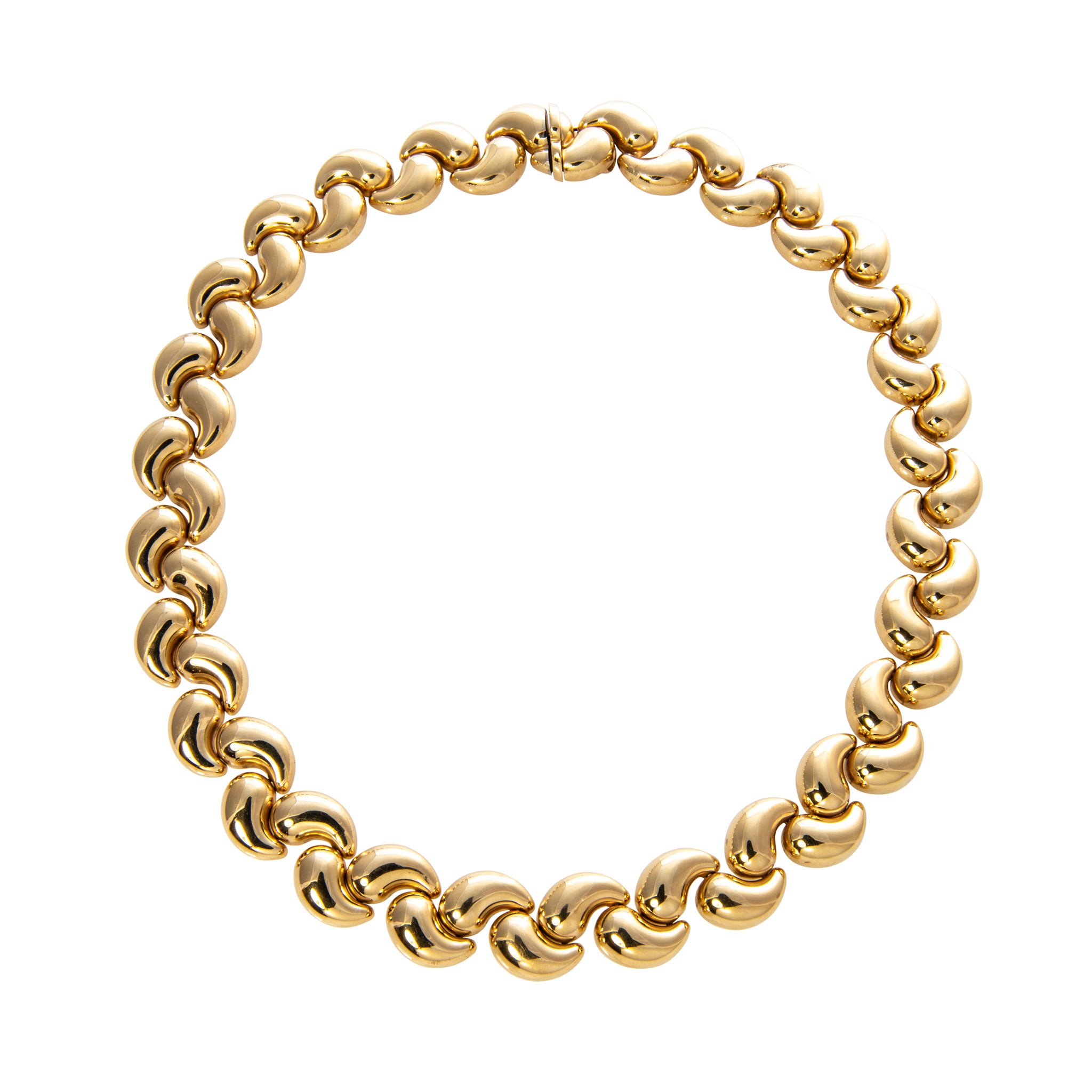 Estate Italian 18K Yellow Gold Curvy Link Collar Necklace