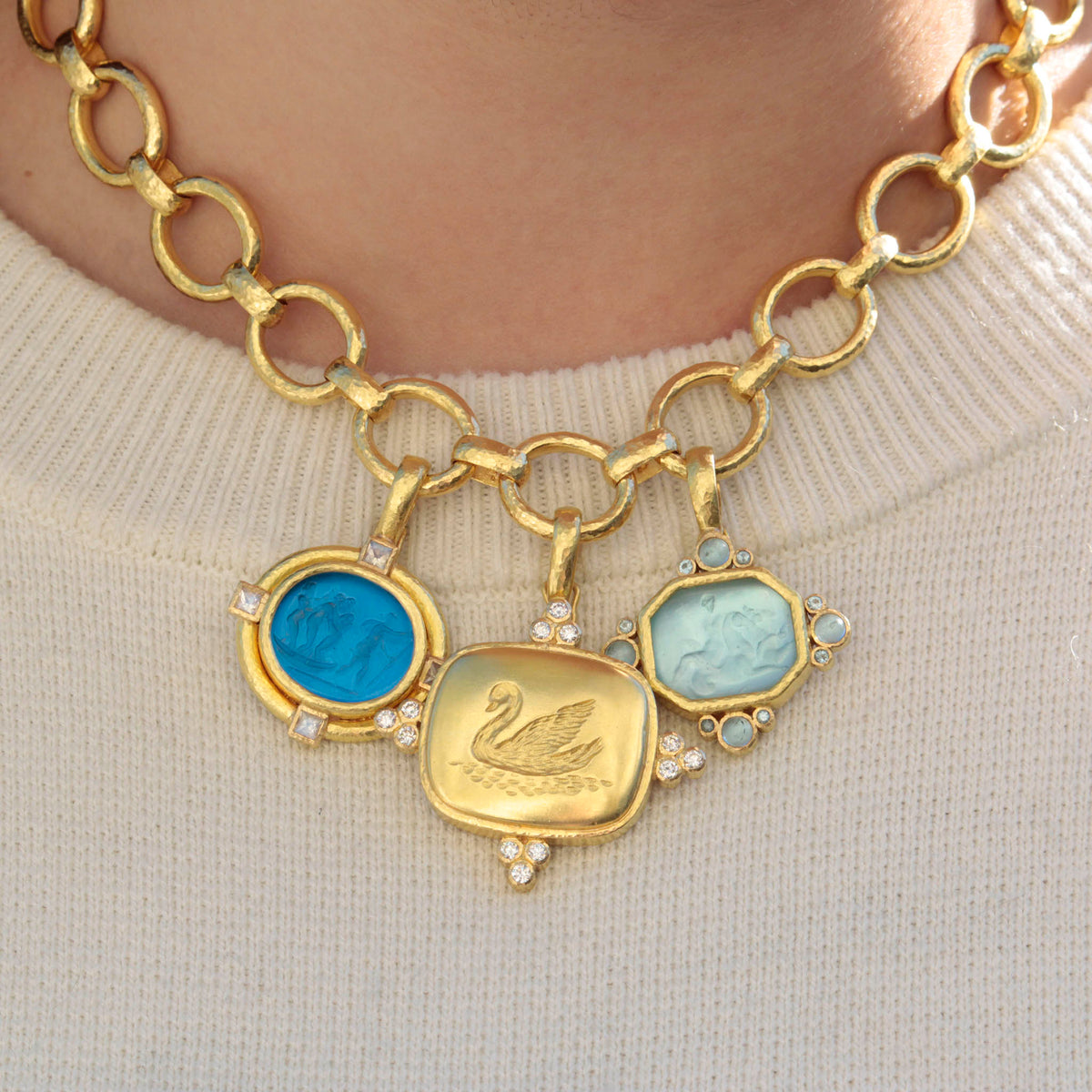 Elizabeth Locke Peacock 'Goddess on Boat' Pendant