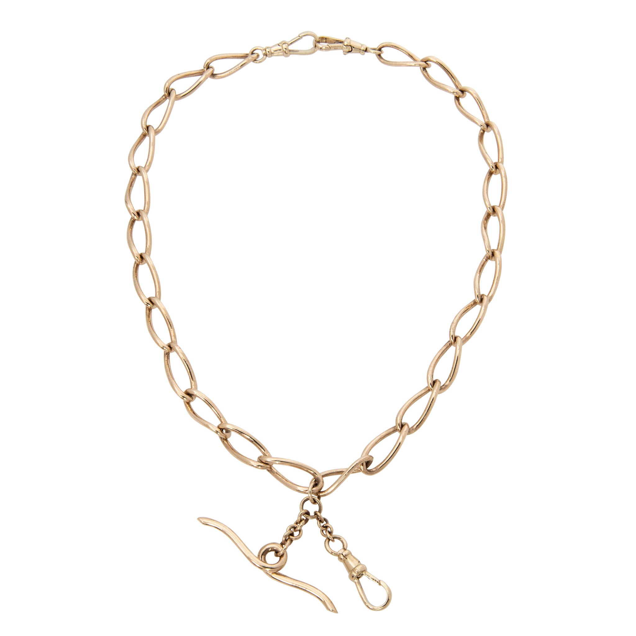 14K Yellow Gold Oval Twist Chain Necklace 16.5"