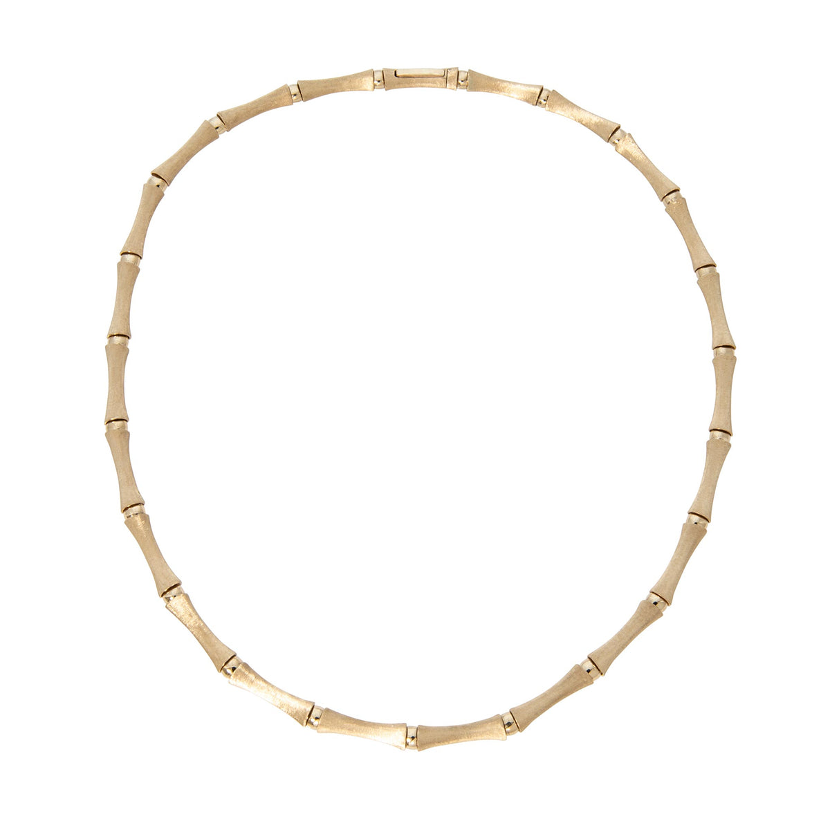 14K Yellow Gold Italian Satin Finish Bamboo Link Necklace 17.5"