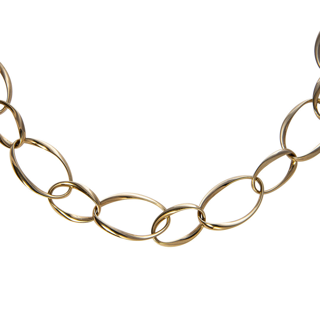 14K Yellow Gold Mixed Large Oval Link Necklace