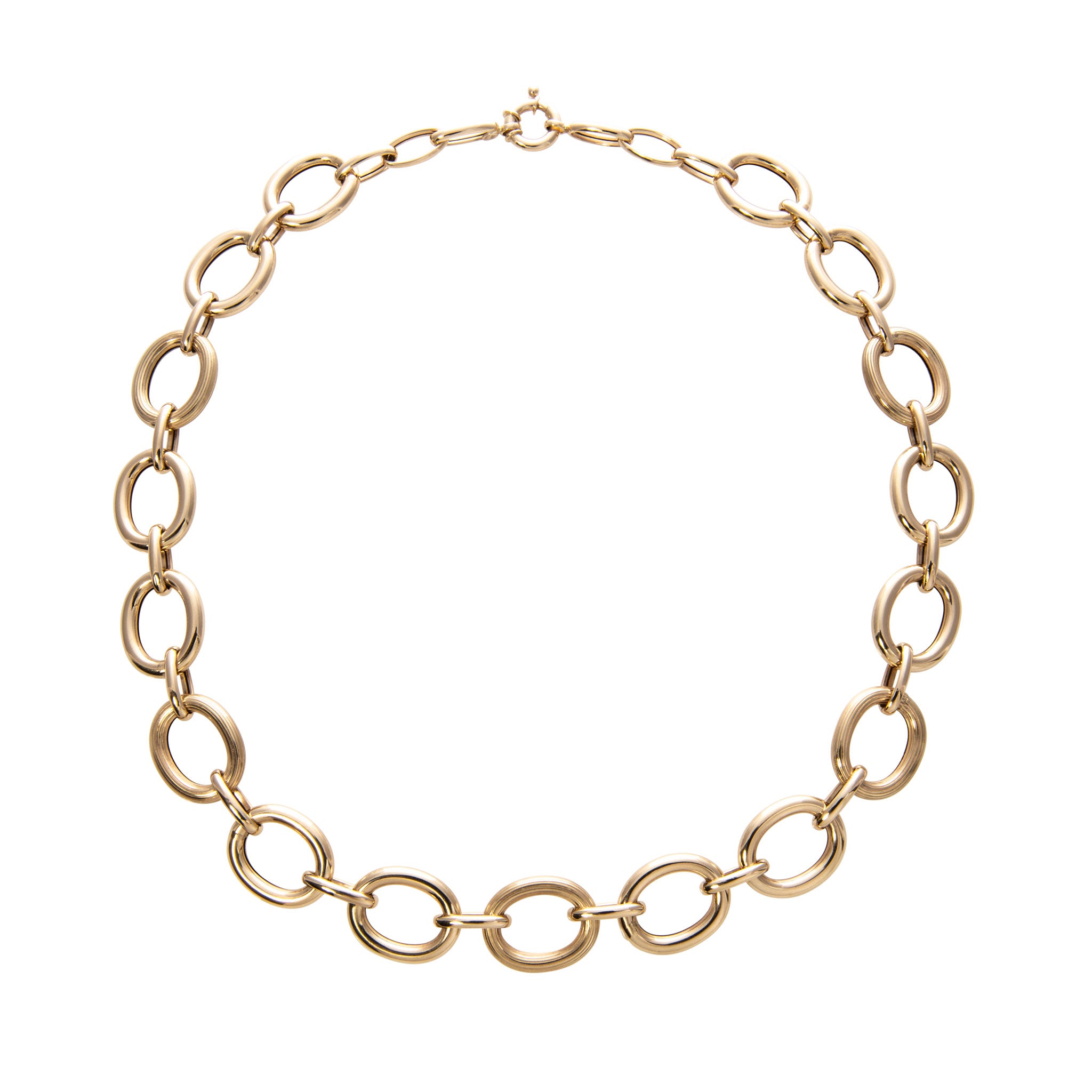 14K Yellow Gold Italian Mixed Oval Link Necklace