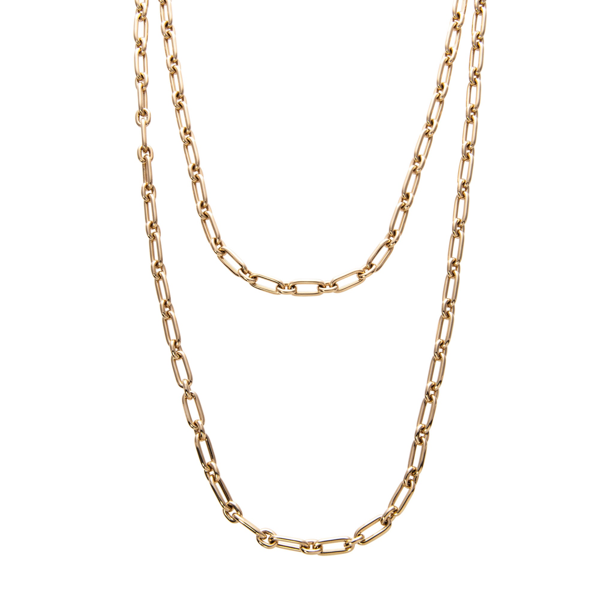 18K Yellow Gold Italian Oblong Oval Link Necklace