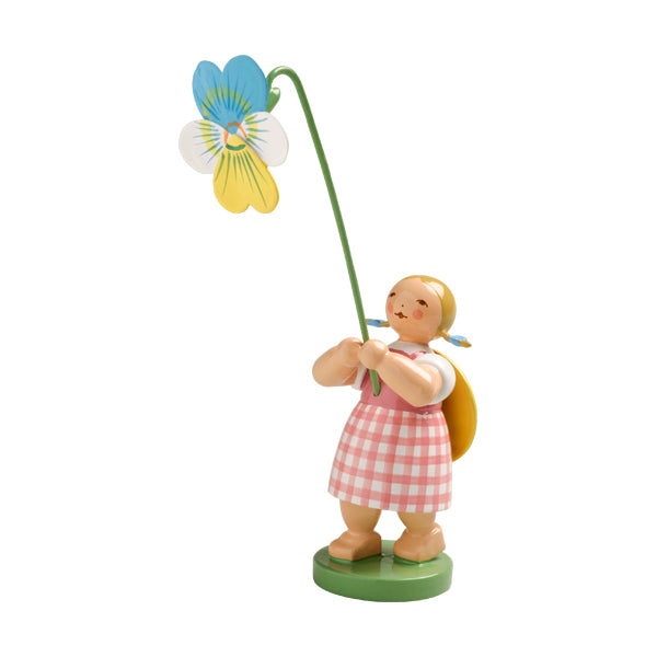 Wendt & Kuhn Girl with Pansy Wooden Figurine