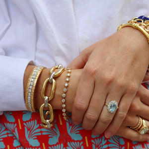 Estate Diamond 14K Gold Textured Line Bracelet