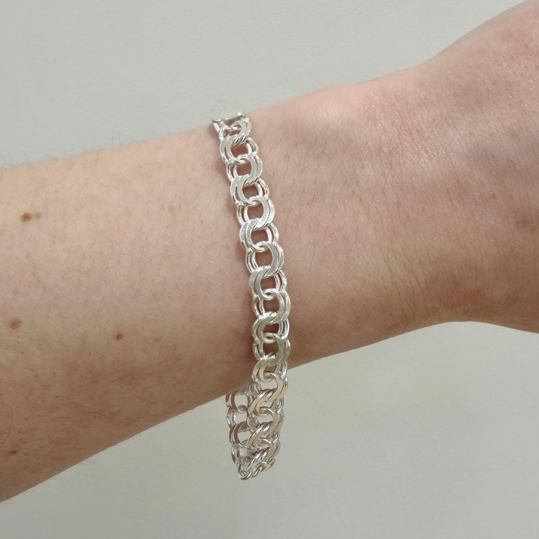 Sterling Silver Double Link Charm Bracelet