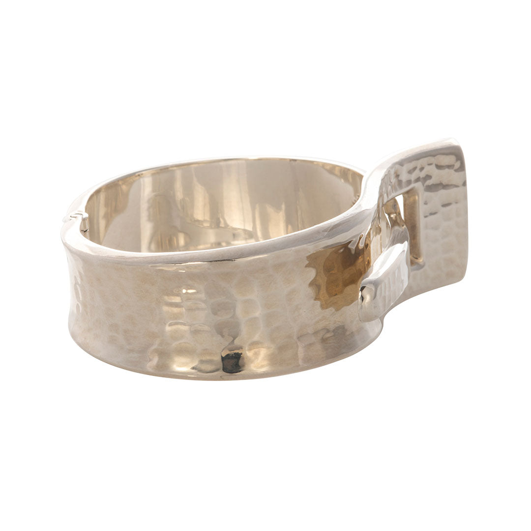 Sterling Silver Hammered Hinged Buckle Cuff