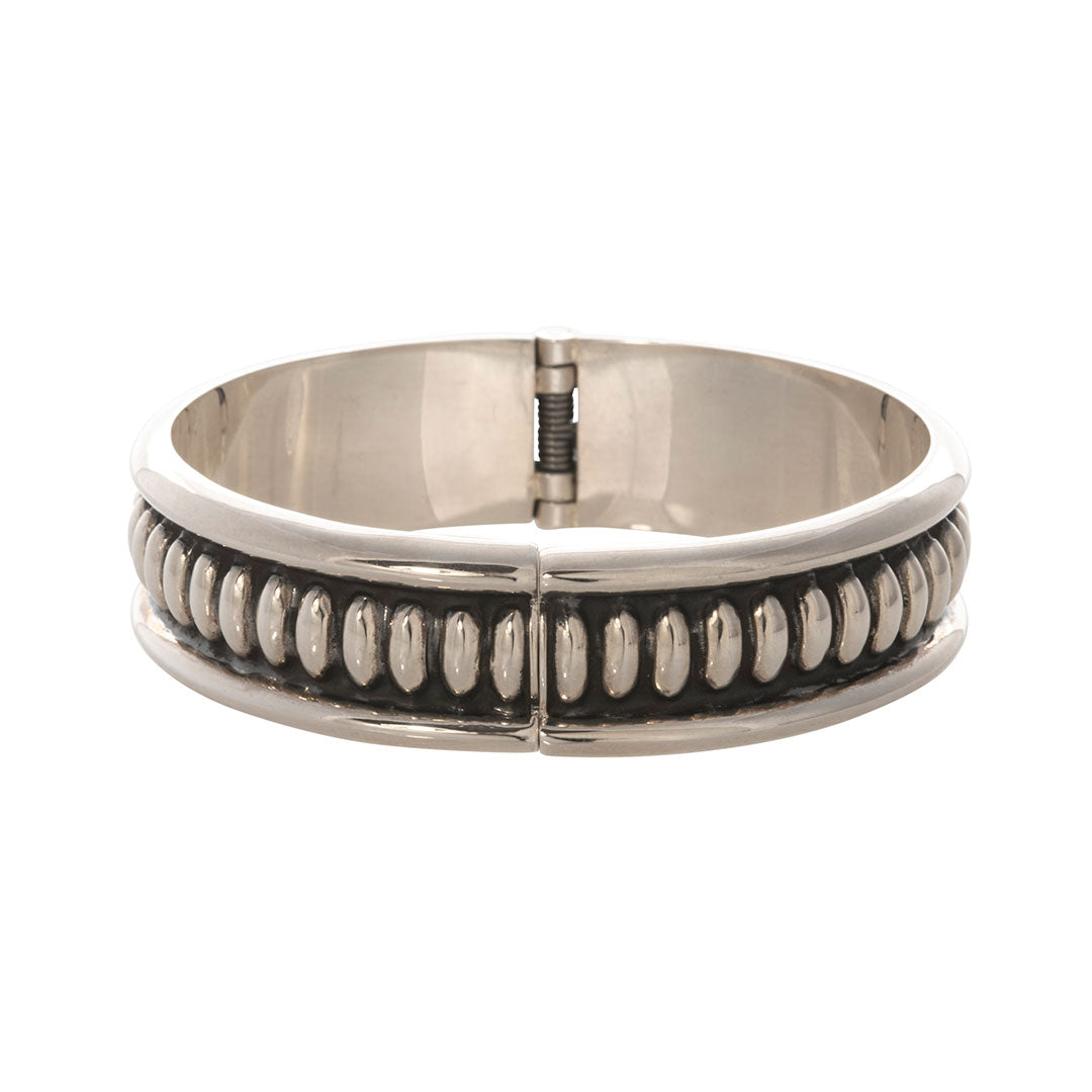 14k White Gold 6.3mm Polished Solid Hinged Bangle Bracelet – AJ's Jewelers