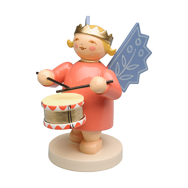 Wendt & Kuhn Angel Wearing Crown With Drum Wooden Figurine