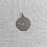 Sterling Silver Small Round Disc Charm with machine engraving