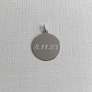 Sterling Silver Small Round Disc Charm with machine engraving