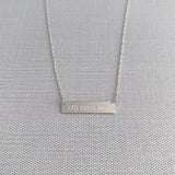Sterling Silver Bar Pendant Necklace with machine engraving