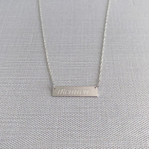 Sterling Silver Bar Pendant Necklace with machine engraving