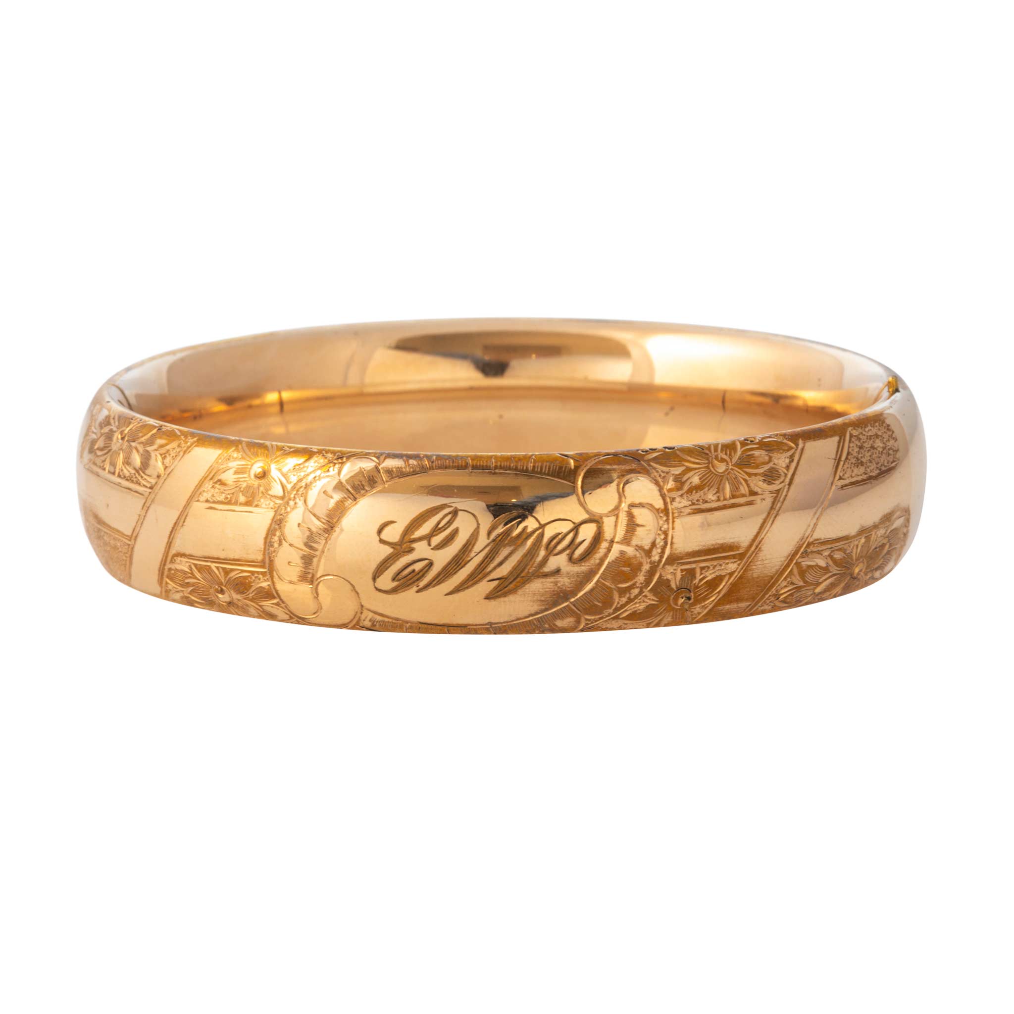Vintage Floral Gold-Filled Bangle