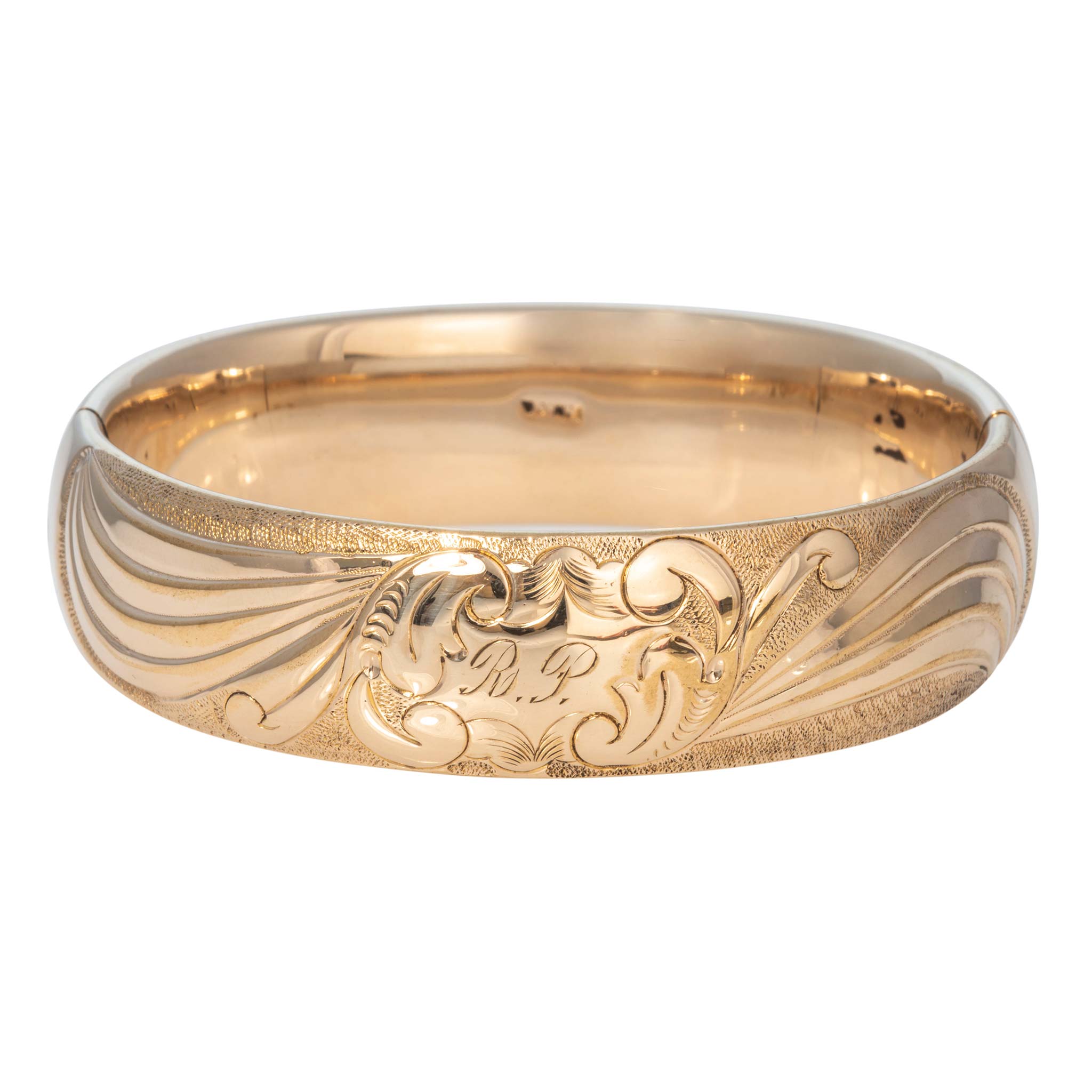 Vintage Scroll Engraved Gold-Filled Bangle