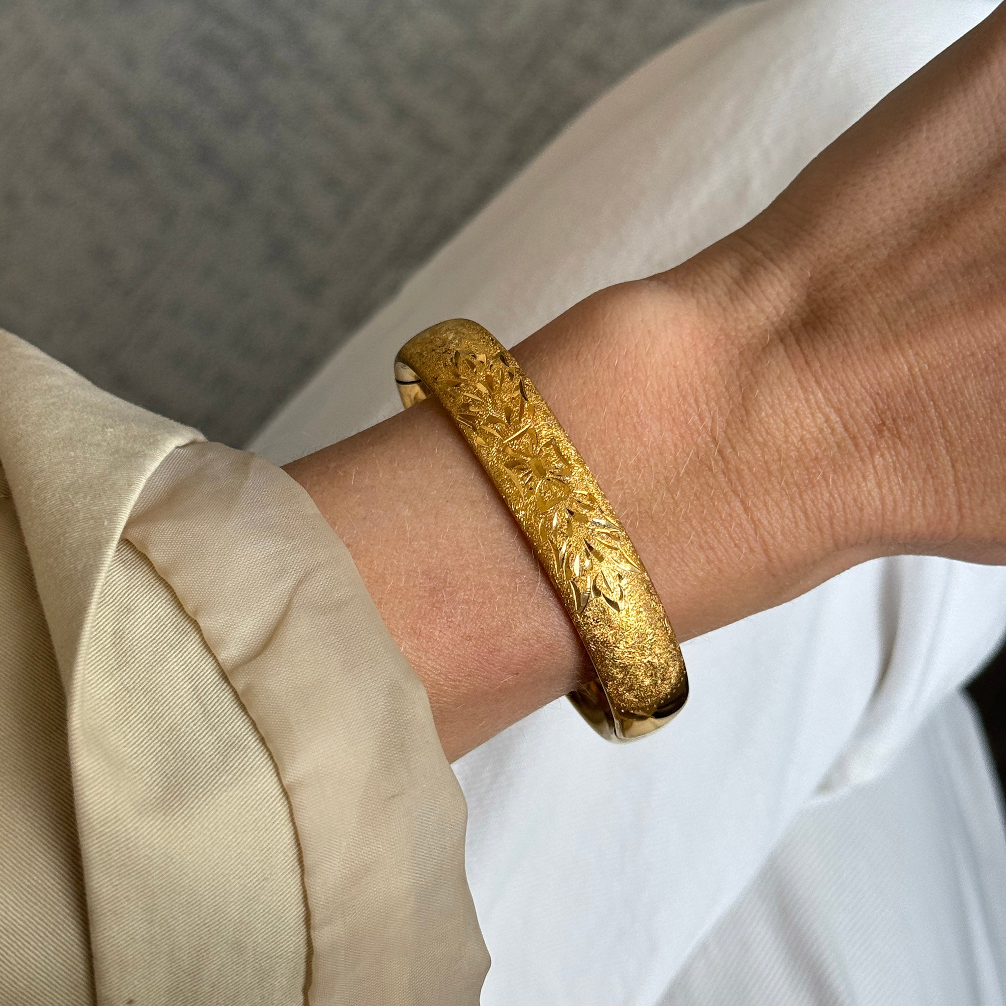 Vintage Engraved Gold Vermeil Bangle