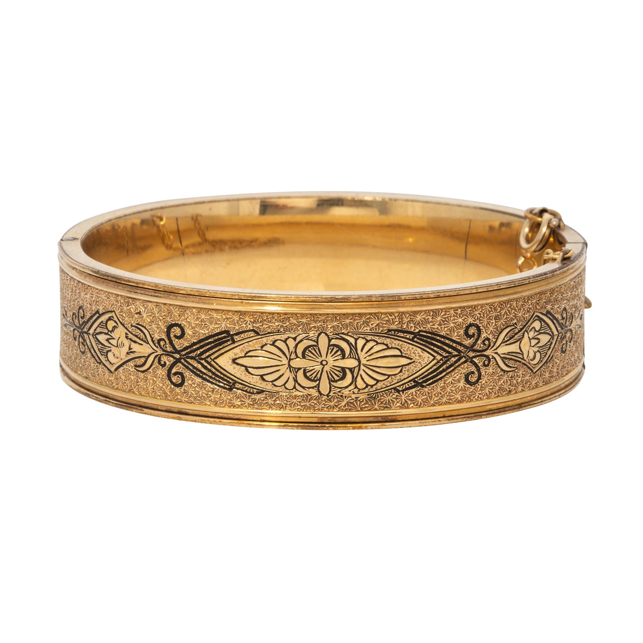 Victorian Style Enamel Tracery Gold-Filled Bangle