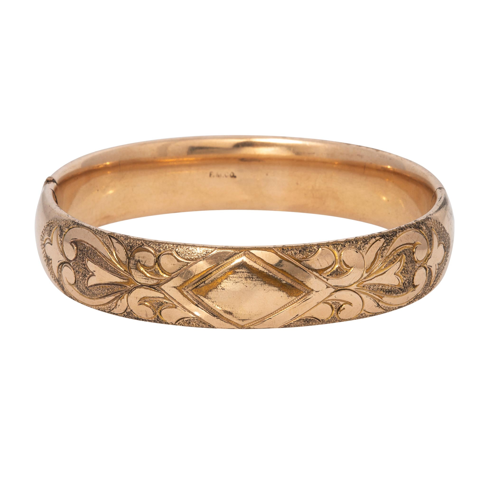 Vintage Engraved Pattern Gold-Filled Bangle