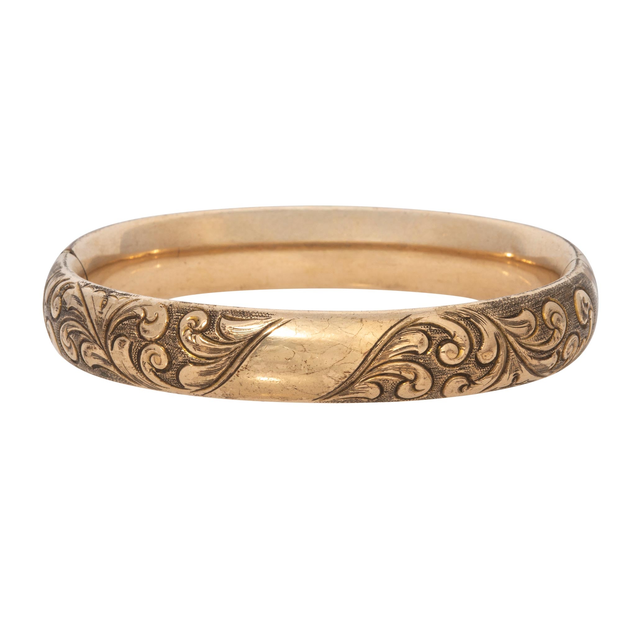 Vintage Engraved Scroll Pattern Gold-Filled Bangle