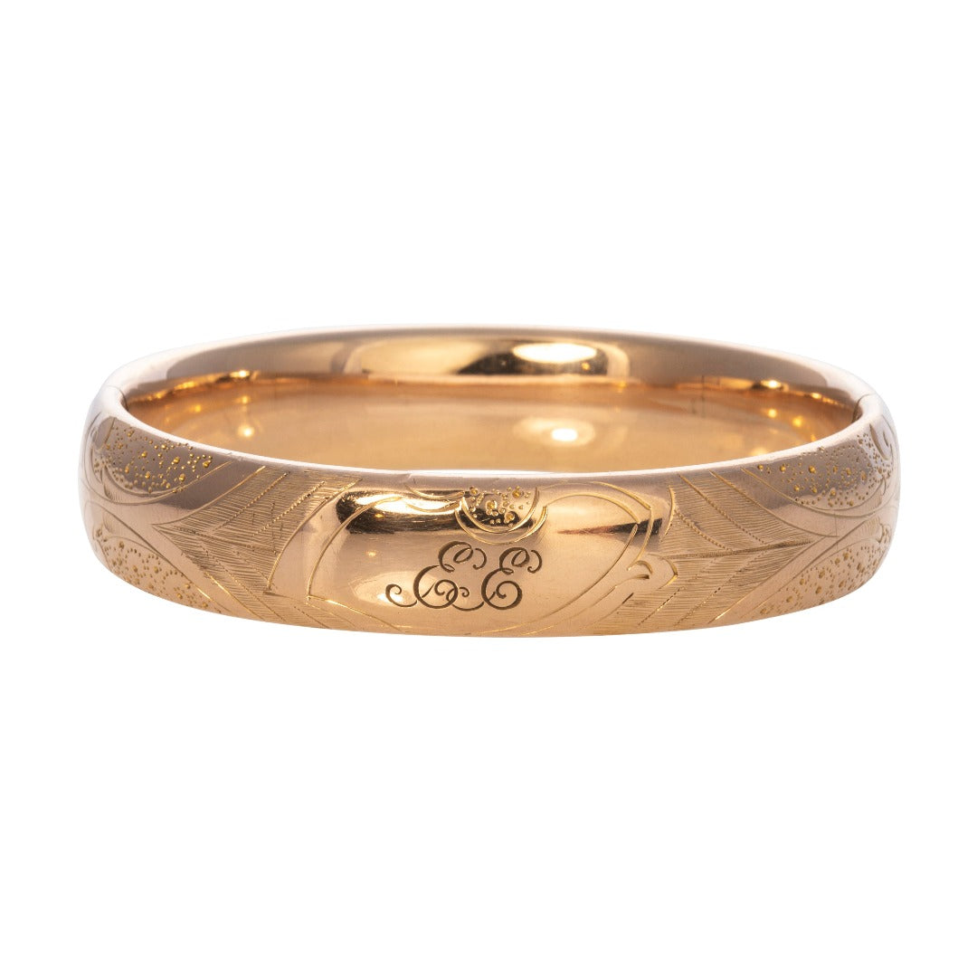 Estate Engraved "EE" Gold Filled Bangle Bracelet