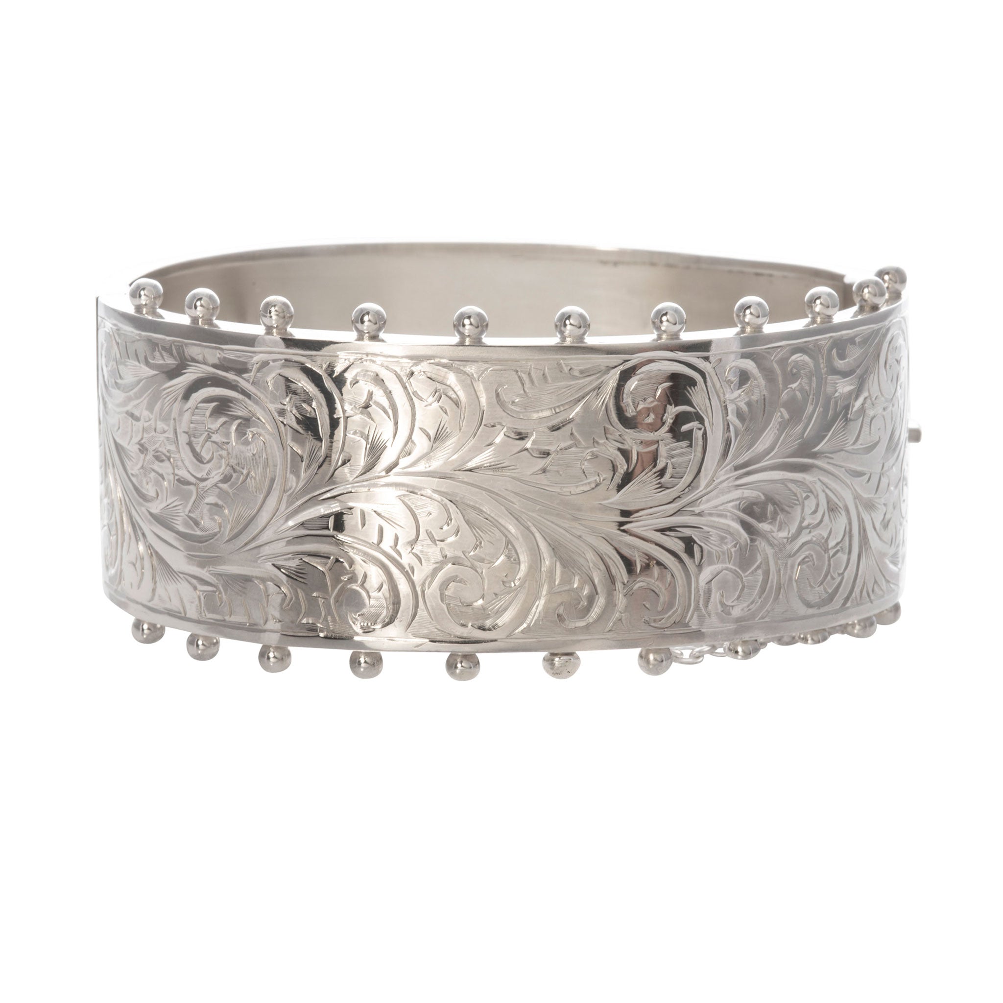Victorian Engraved Silver Wide Cuff Bangle