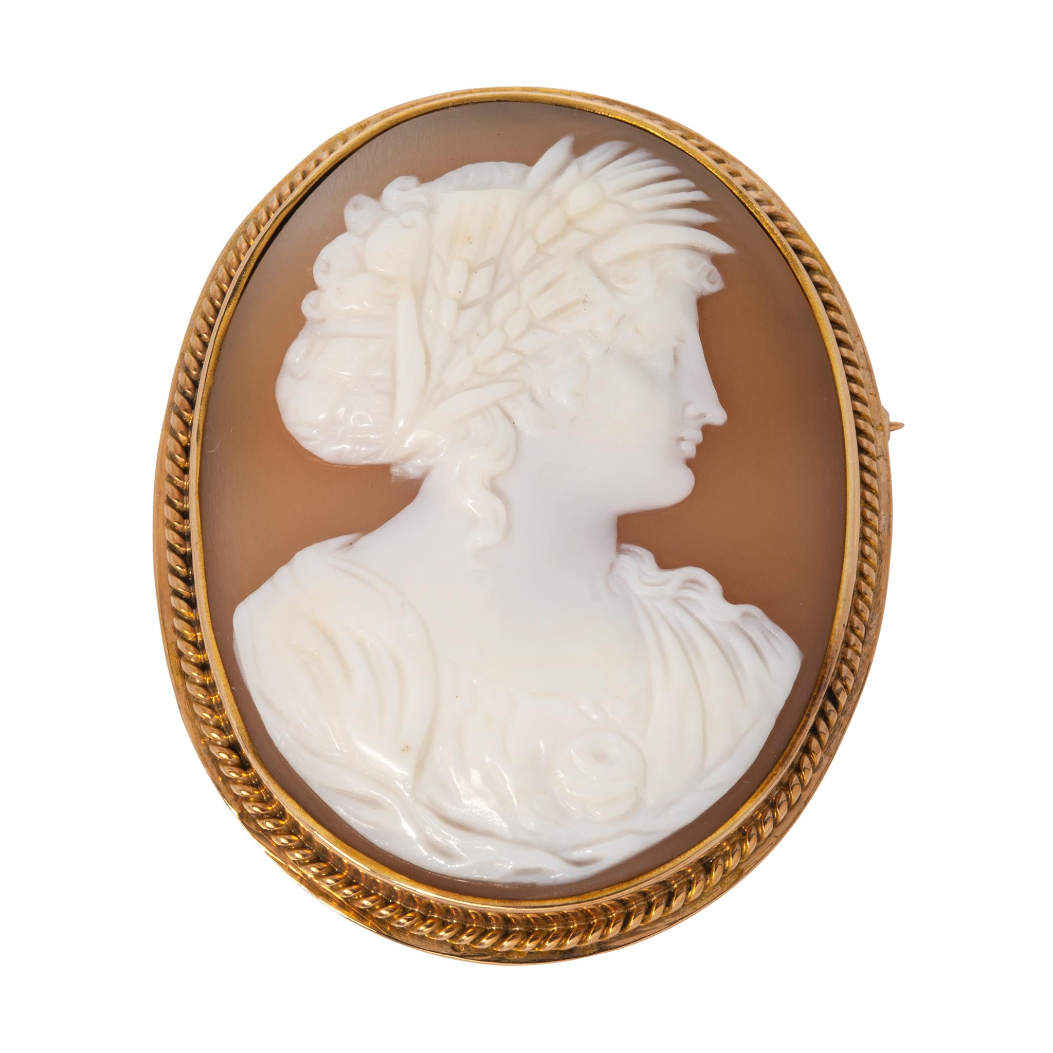 Vintage Cameo 14K Yellow Gold Brooch