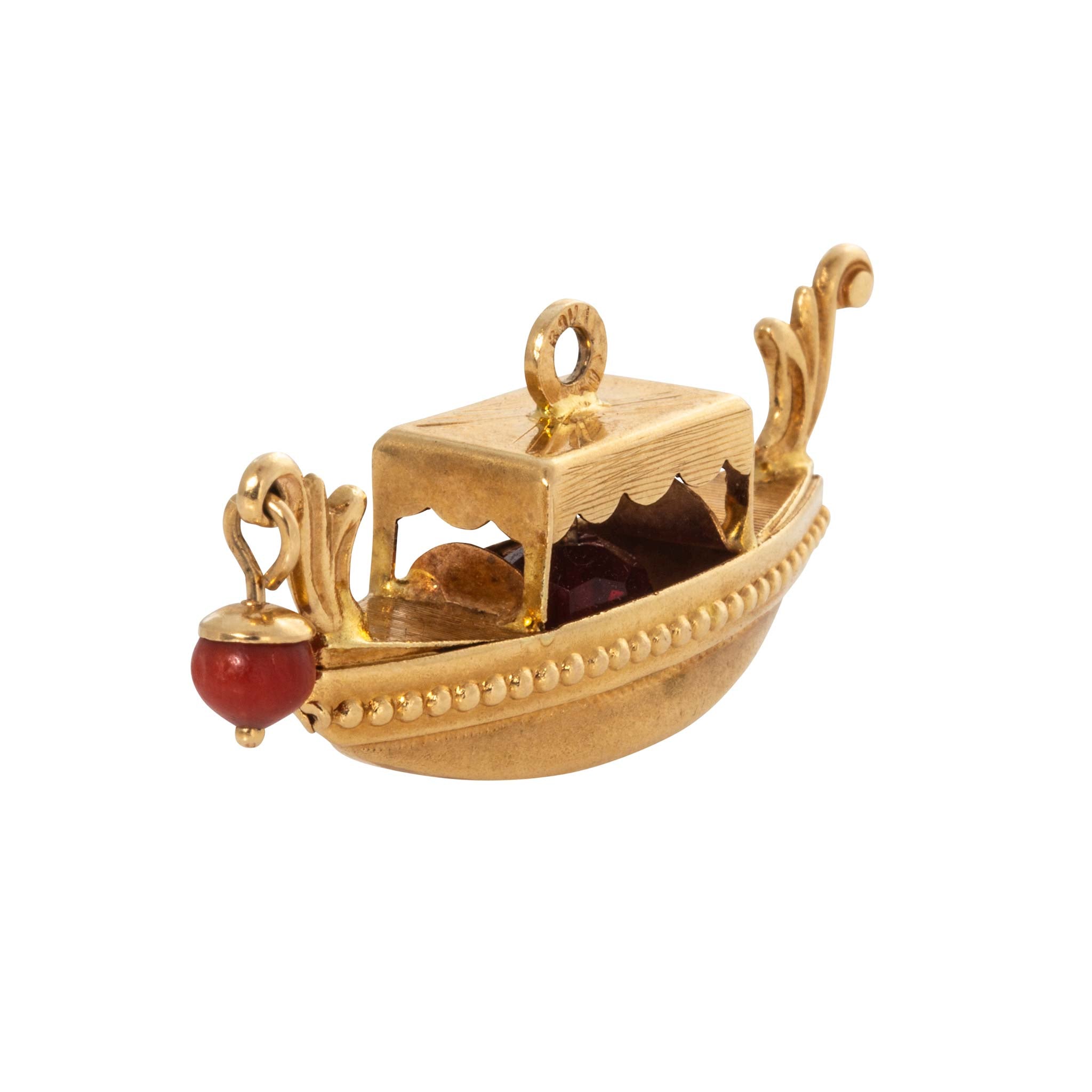 Vintage Coral 18K Gold Gondola Charm