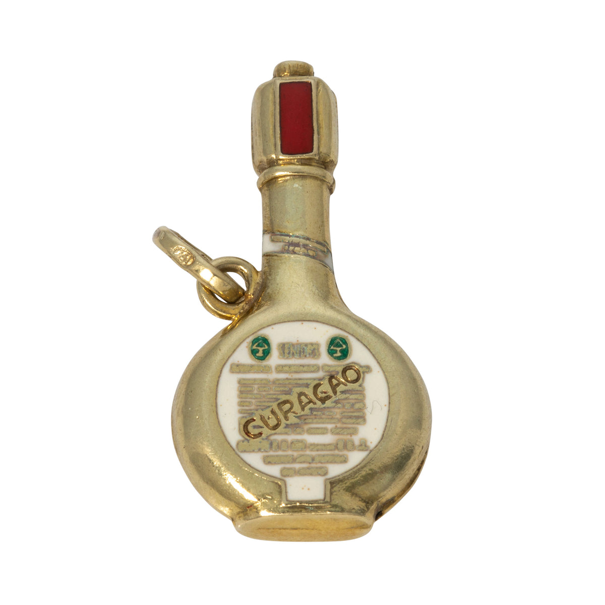 Vintage 14K Gold Enamel Curaçao Liqueur Bottle Charm