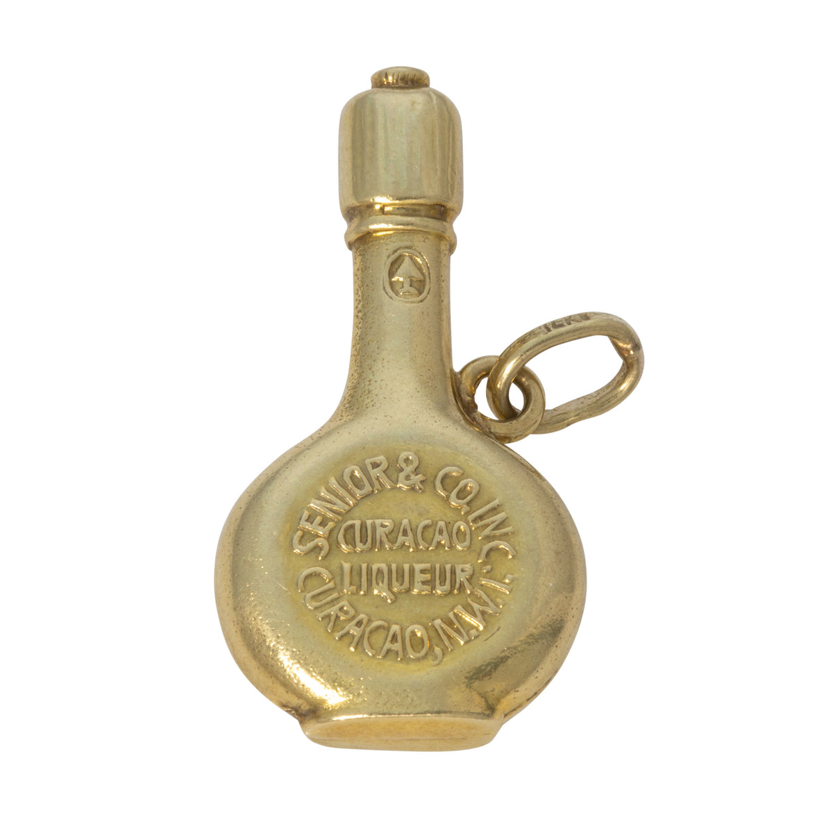 Vintage 14K Gold Enamel Curaçao Liqueur Bottle Charm