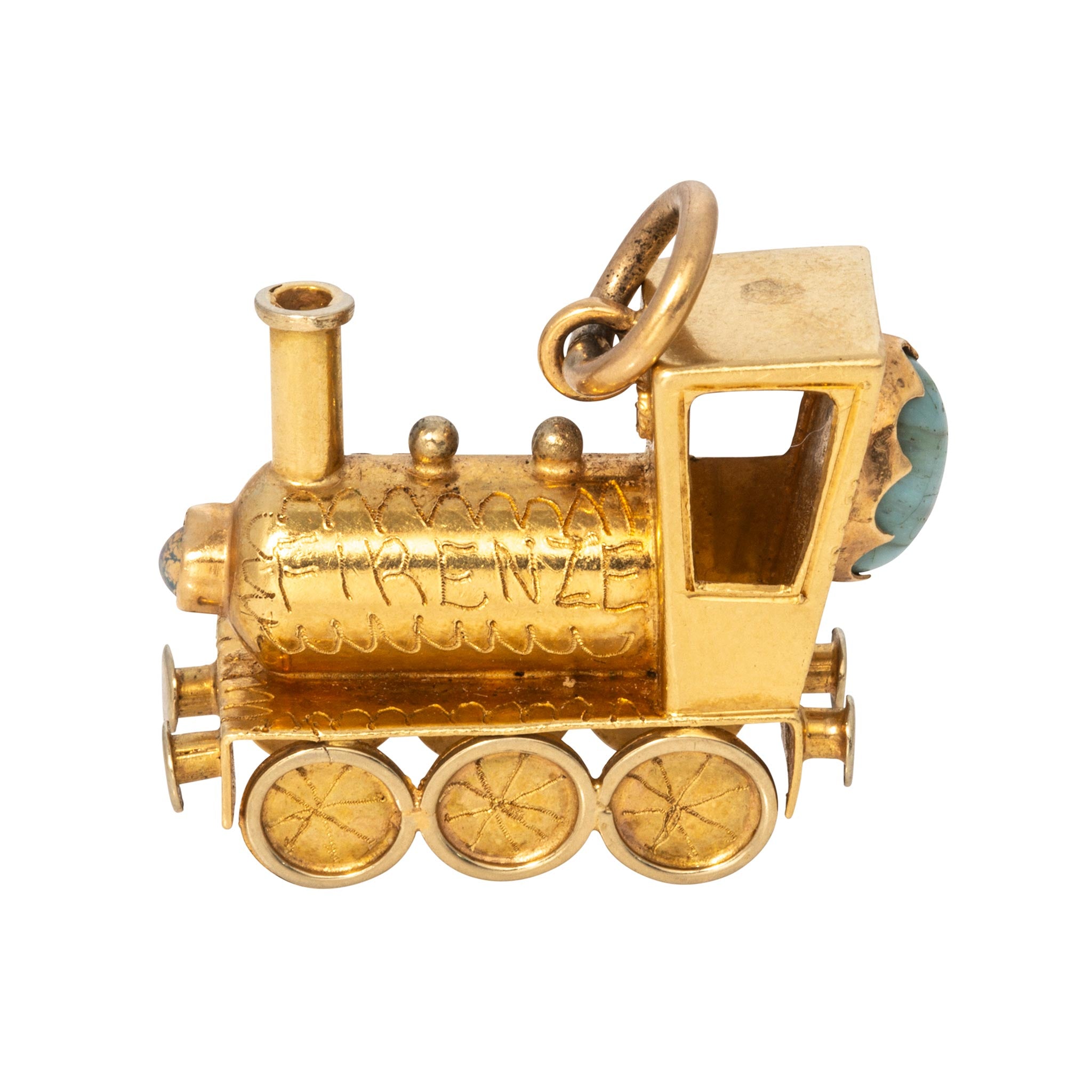 Vintage 18K Gold Multi-Stone Italian Locomotive Charm