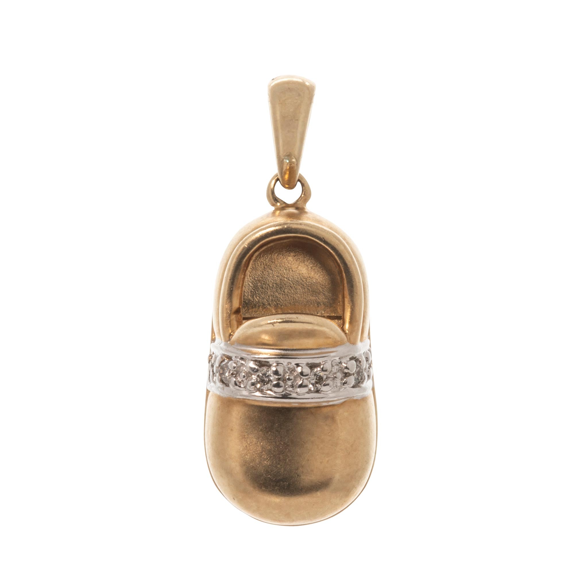 Vintage Diamond 14K Gold Baby Shoe Charm