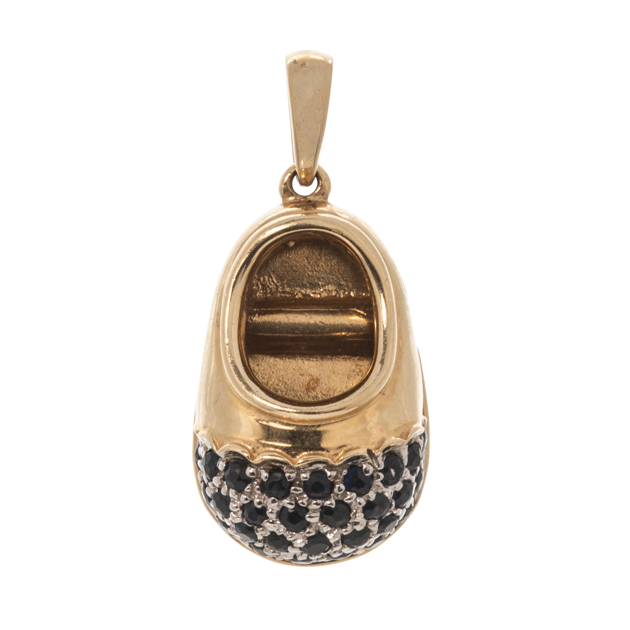 Vintage Sapphire Pavé 14K Gold Baby Shoe Charm