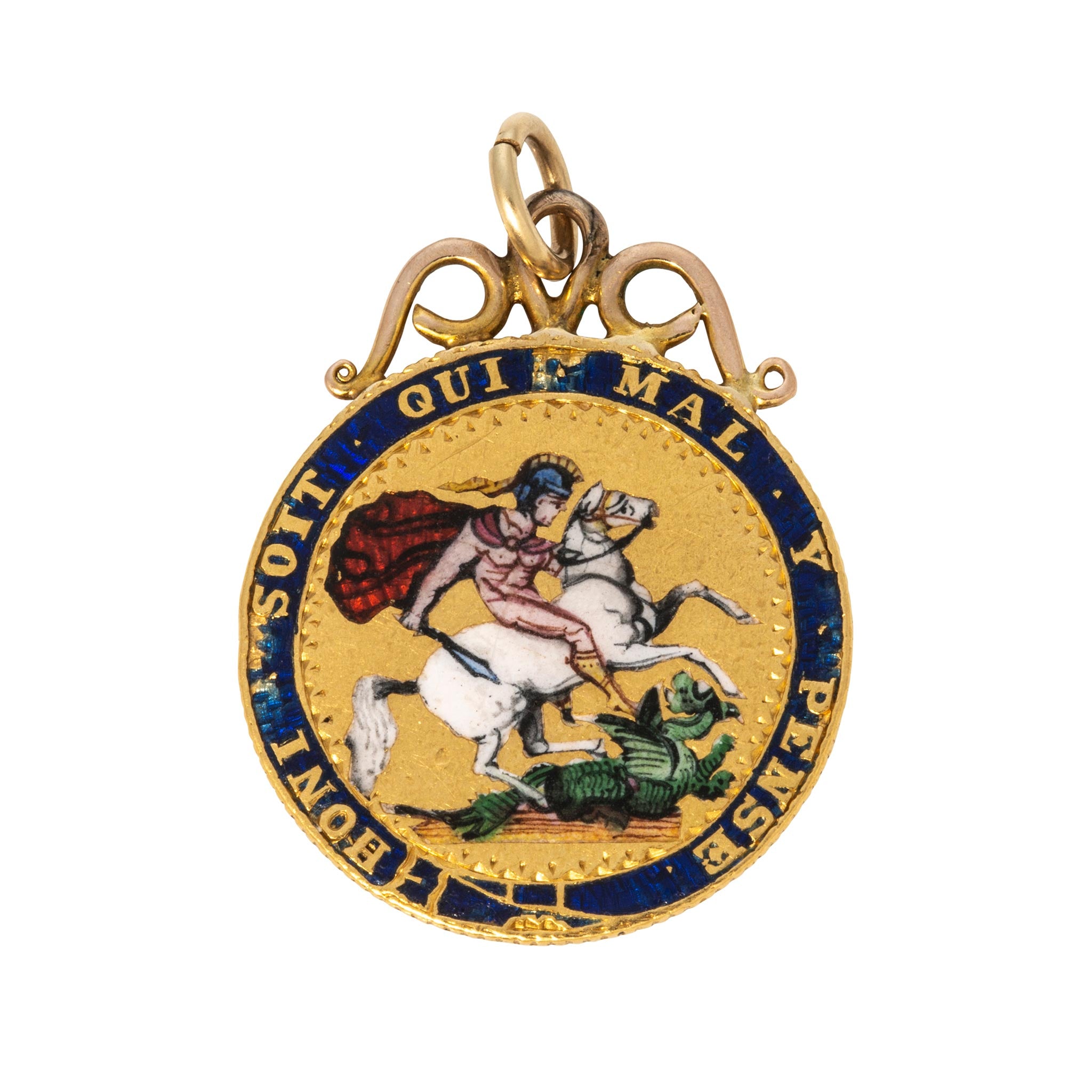Estate 1820 George III Sovereign 22K Gold Enamel Pendant