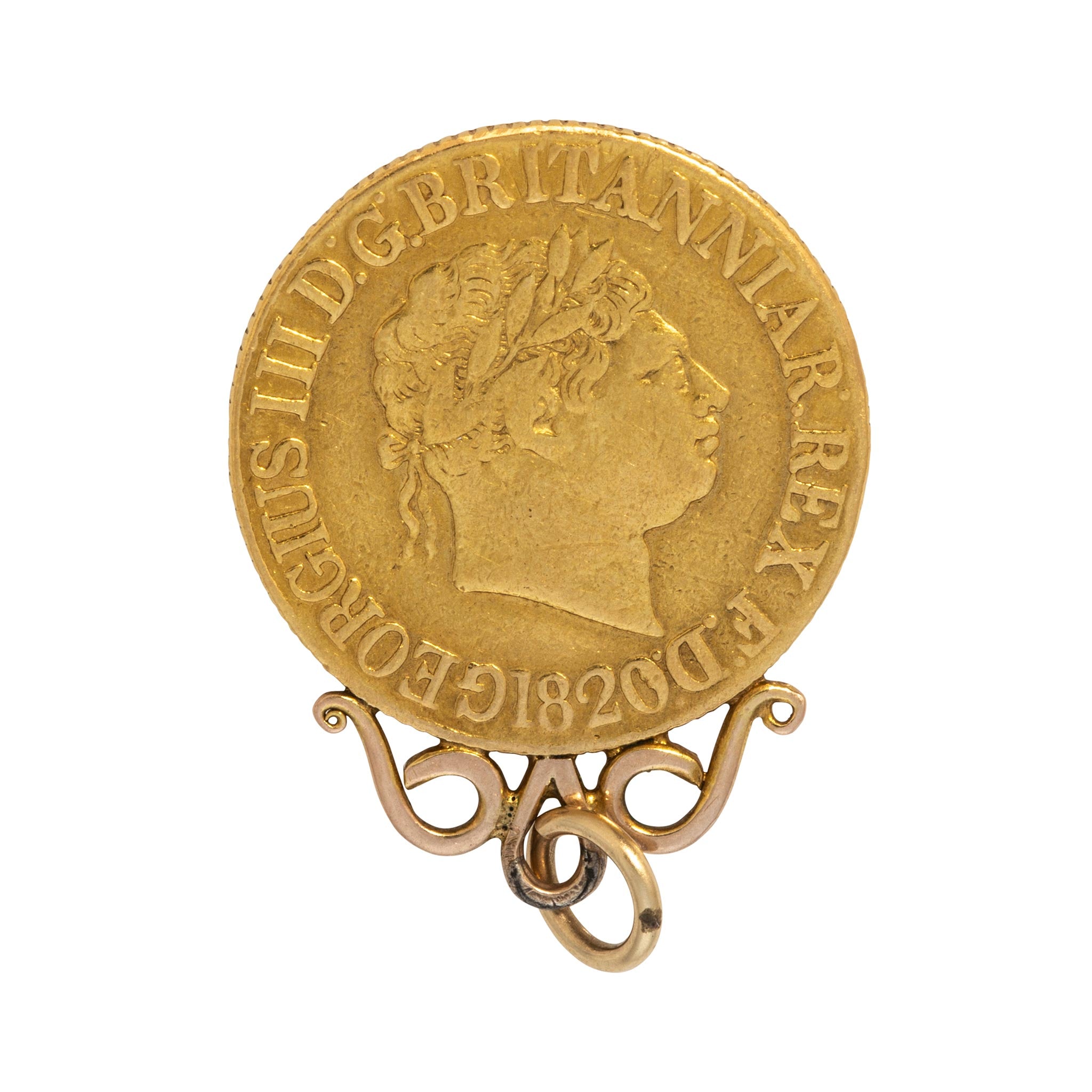Estate 1820 George III Sovereign 22K Gold Enamel Pendant