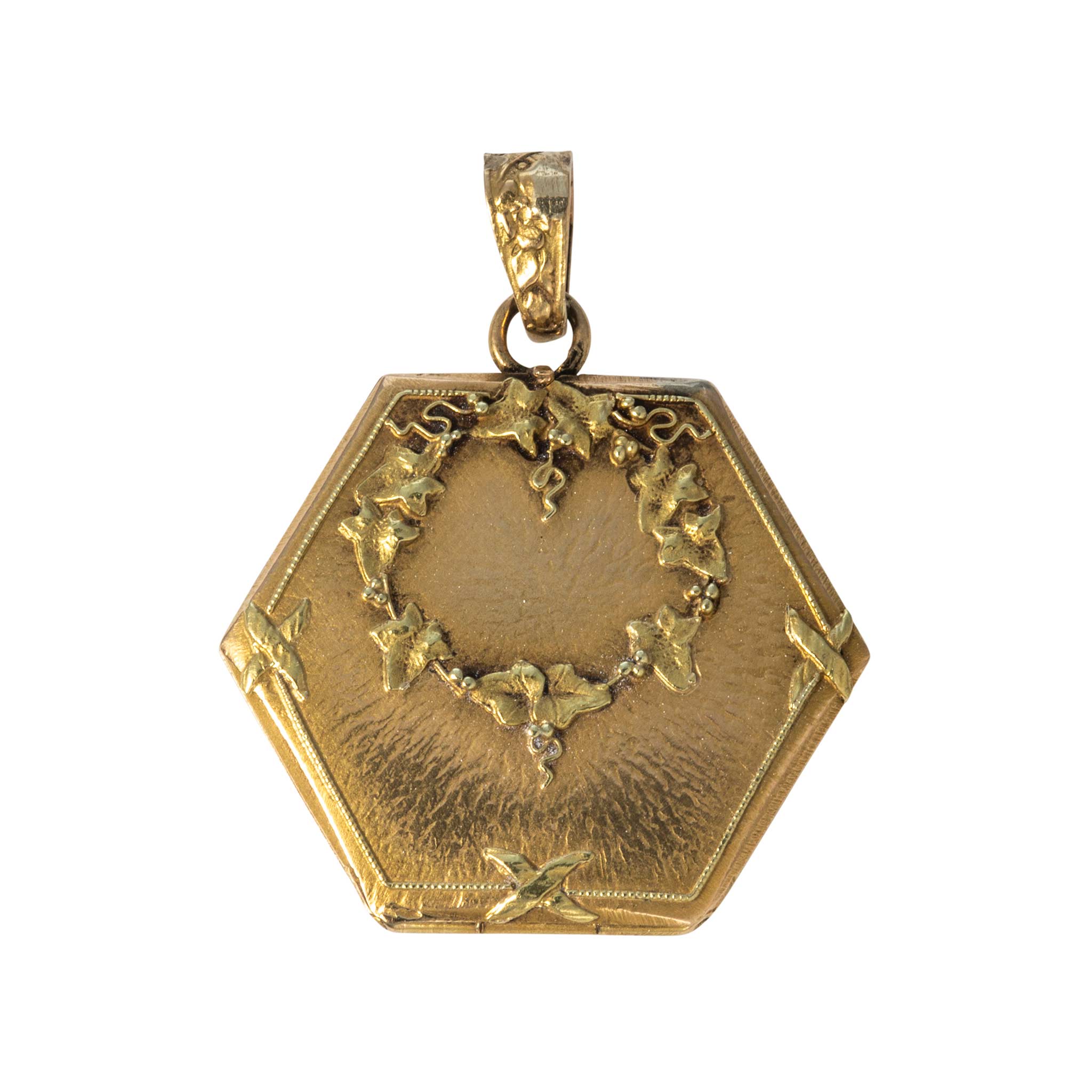 Victorian French 18K Gold Repoussé Locket Pendant