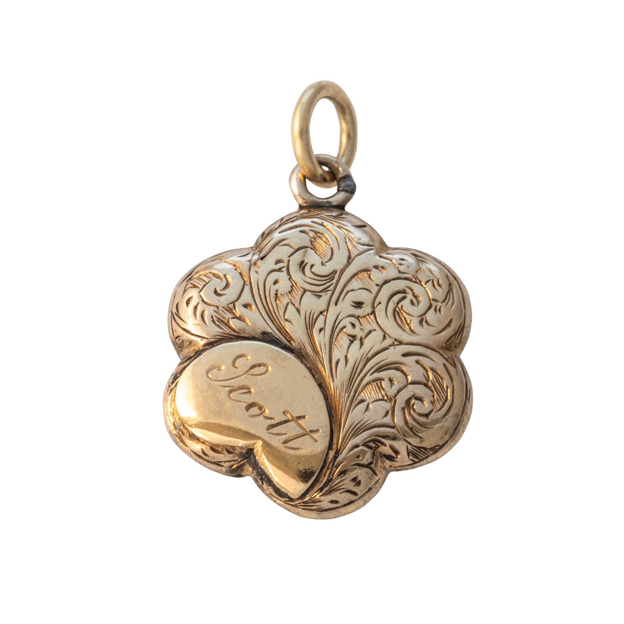 Victorian 14K Gold Engraved Mourning Pendant