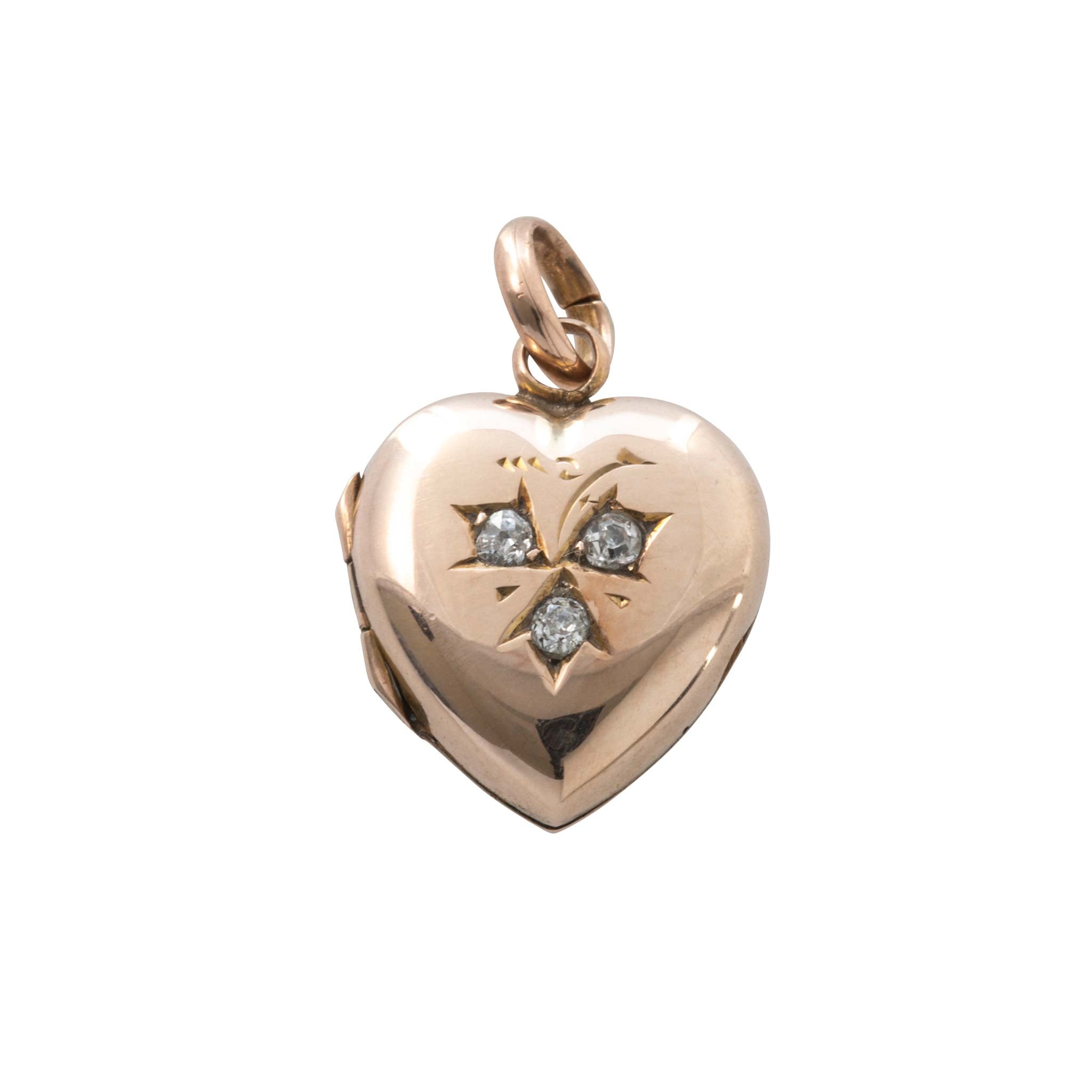 Victorian Diamond 10K Gold Heart Locket Pendant