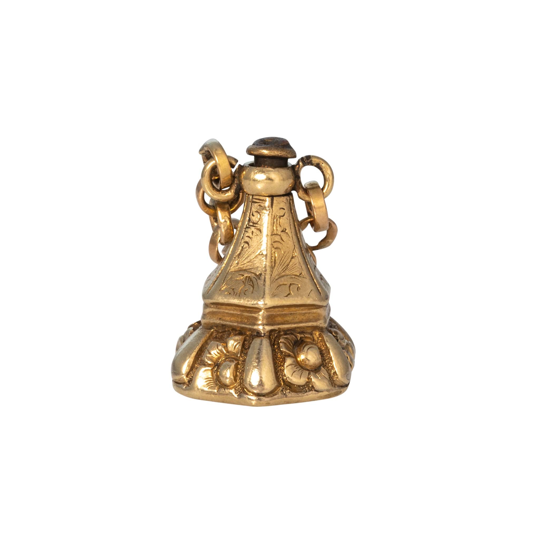 Victorian Shield Stone 14K Gold Fob Pendant