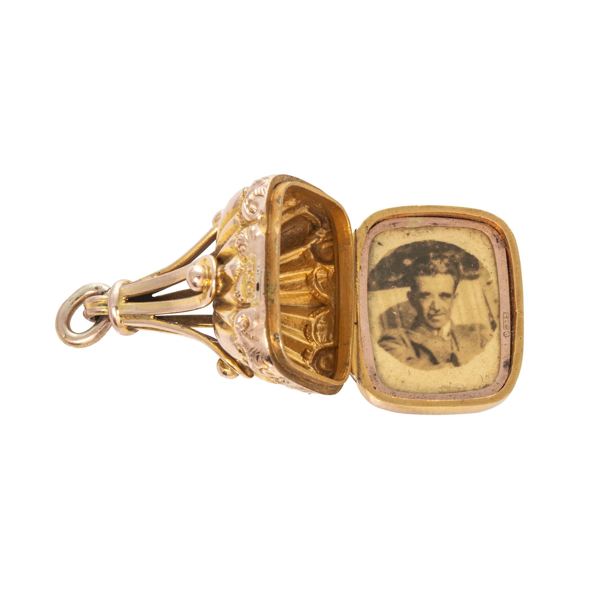 Victorian-Style 9K Gold Locket Fob Pendant