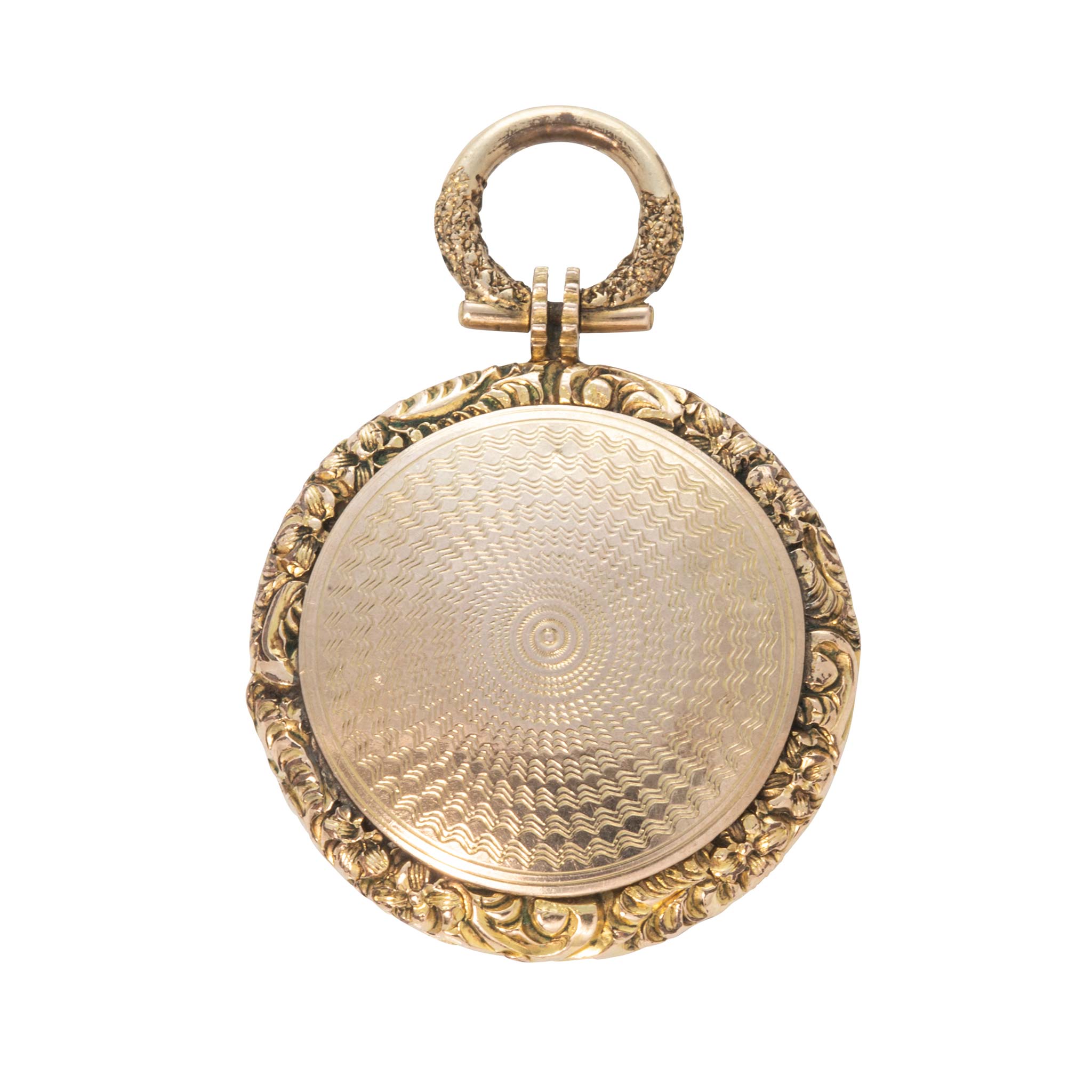 Victorian 9K Gold Engine-Turned Round Locket Pendant