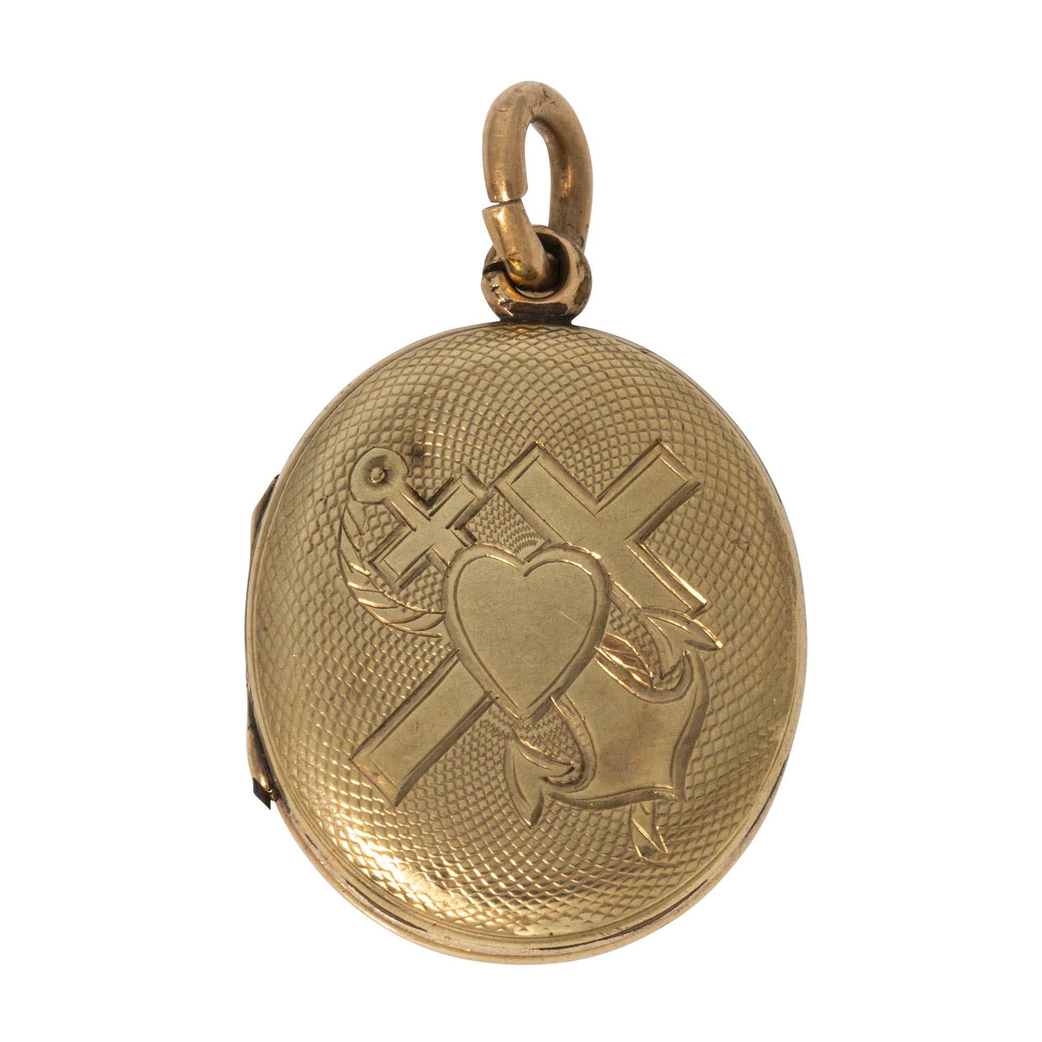 Victorian 10K Gold Double Sided Oval Locket Pendant