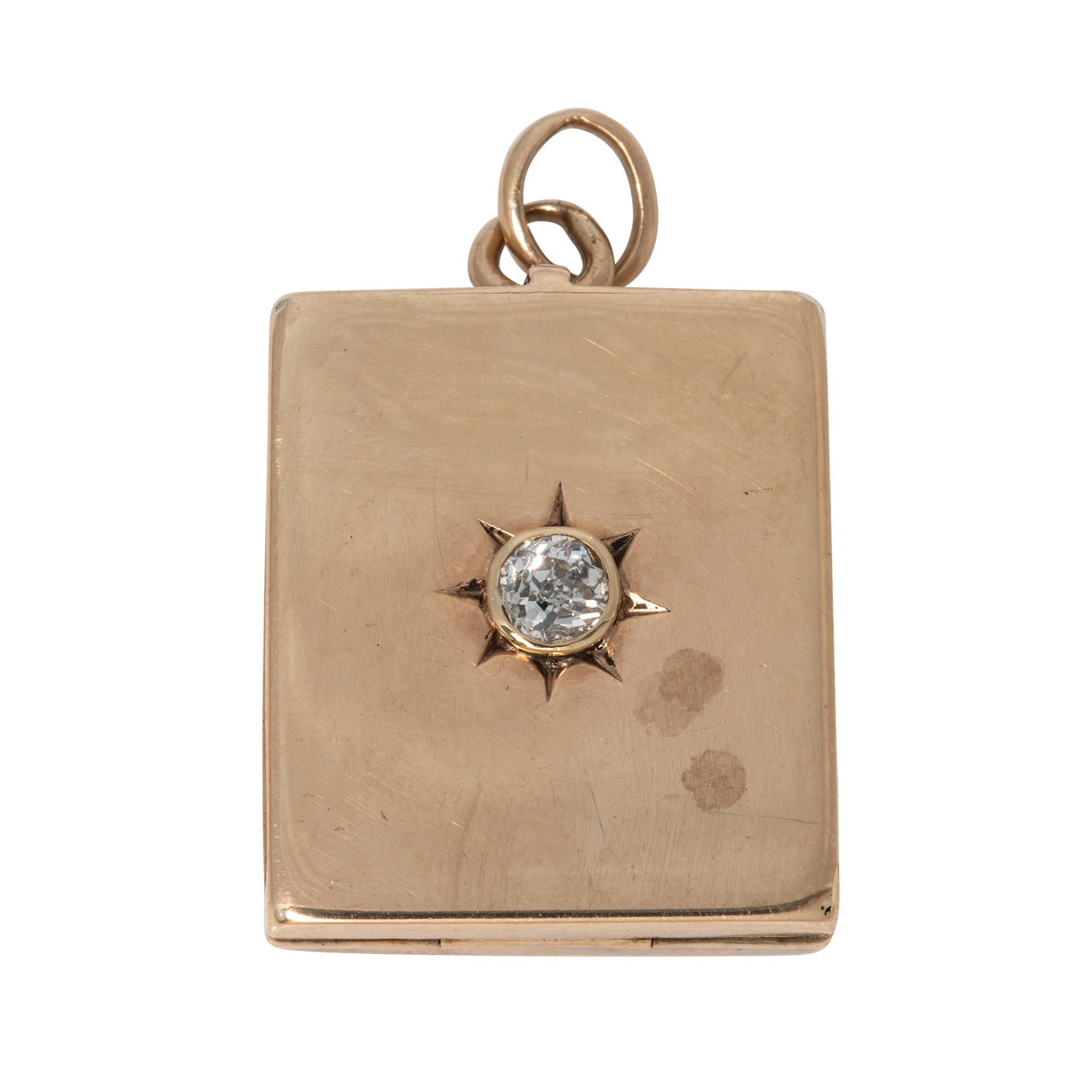 Victorian Diamond 10K Gold Rectangle Locket Pendant